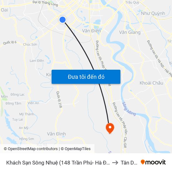 Khách Sạn Sông Nhuệ (148 Trần Phú- Hà Đông) to Tân Dân map