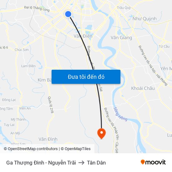 Ga Thượng Đình - Nguyễn Trãi to Tân Dân map