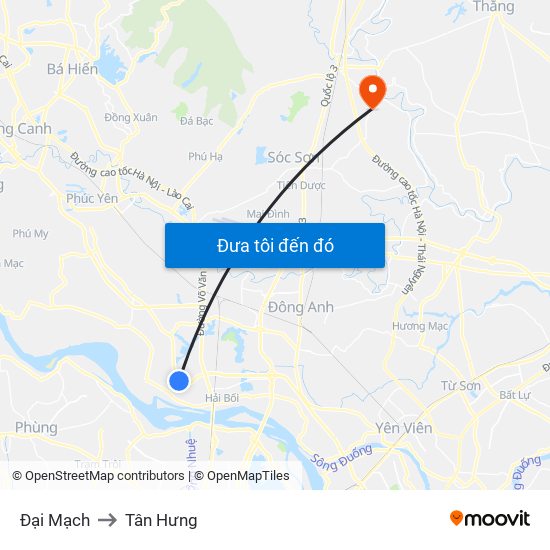 Đại Mạch to Tân Hưng map