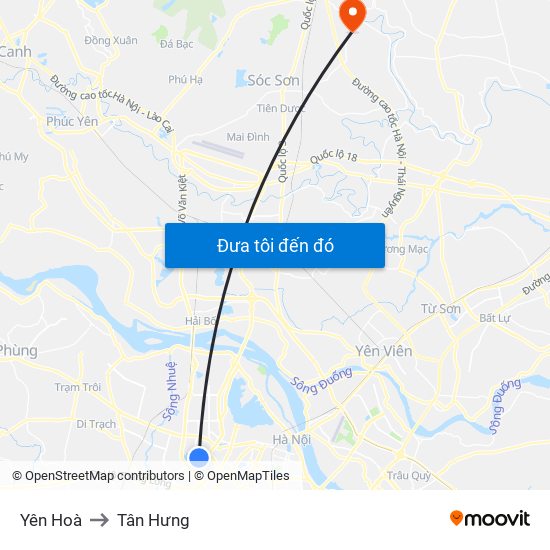 Yên Hoà to Tân Hưng map
