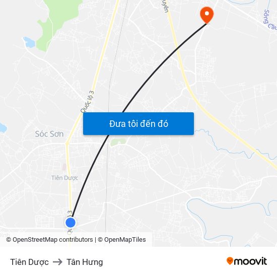 Tiên Dược to Tân Hưng map