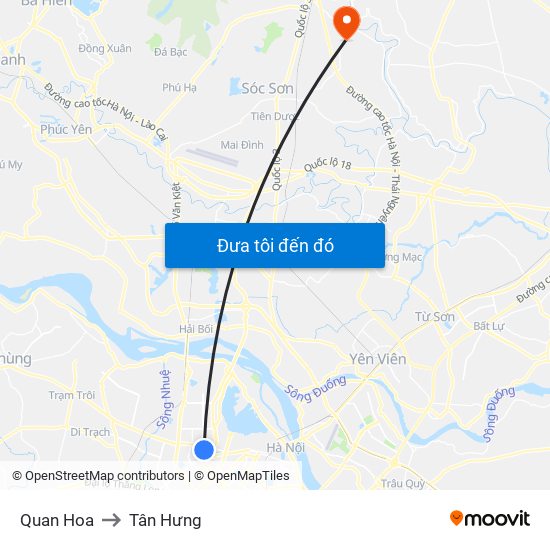 Quan Hoa to Tân Hưng map