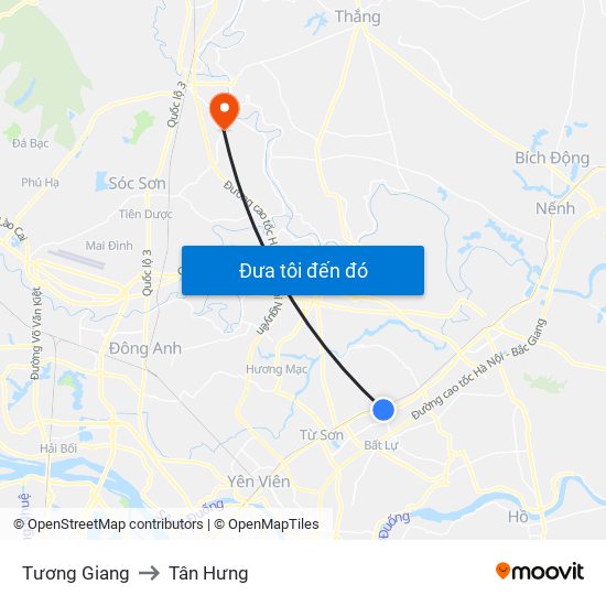 Tương Giang to Tân Hưng map