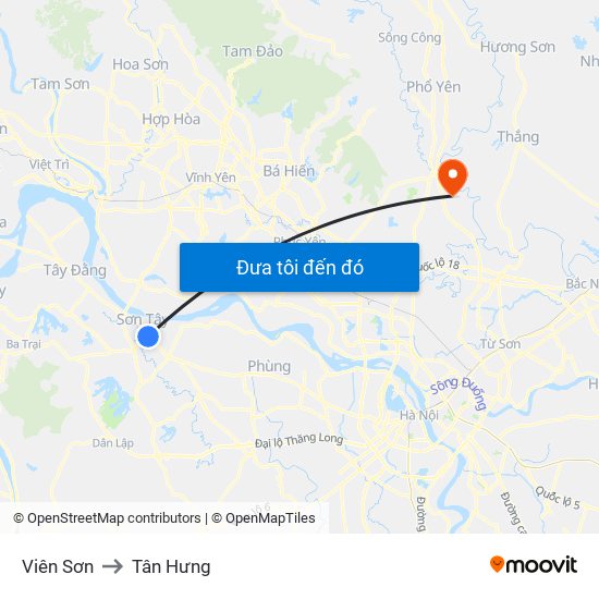 Viên Sơn to Tân Hưng map