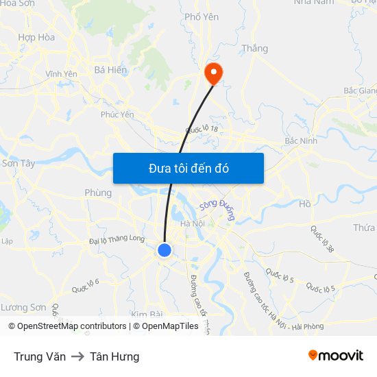 Trung Văn to Tân Hưng map