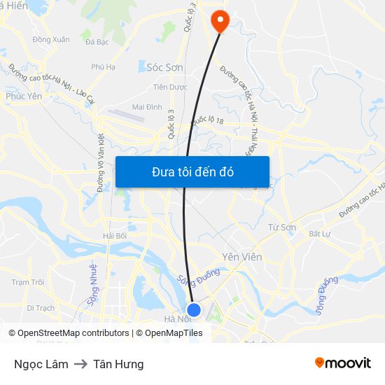 Ngọc Lâm to Tân Hưng map