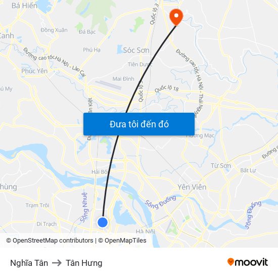 Nghĩa Tân to Tân Hưng map