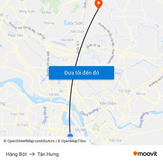 Hàng Bột to Tân Hưng map