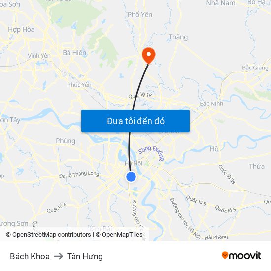 Bách Khoa to Tân Hưng map