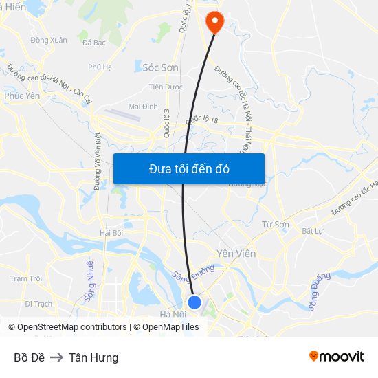 Bồ Đề to Tân Hưng map