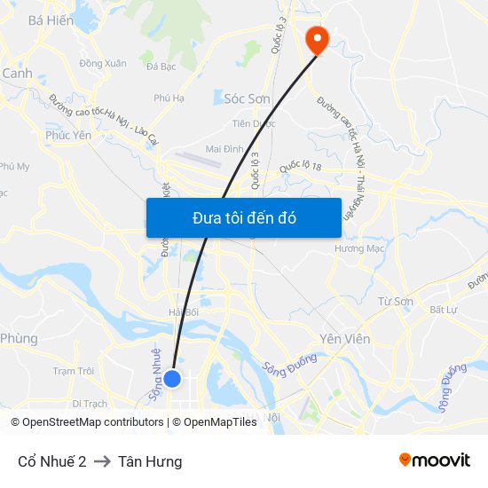 Cổ Nhuế 2 to Tân Hưng map