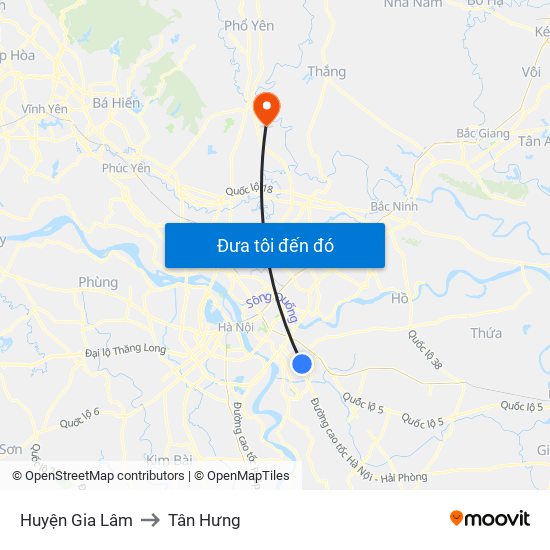 Huyện Gia Lâm to Tân Hưng map