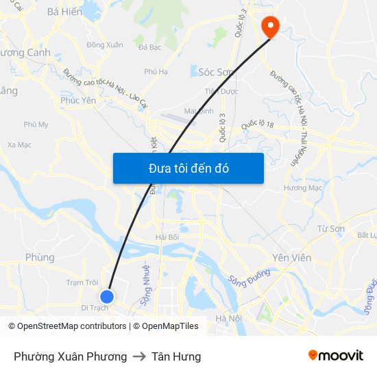 Phường Xuân Phương to Tân Hưng map