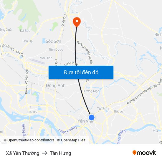 Xã Yên Thường to Tân Hưng map