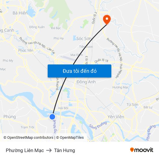 Phường Liên Mạc to Tân Hưng map