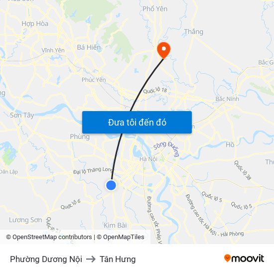 Phường Dương Nội to Tân Hưng map