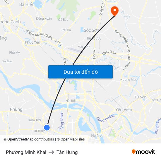 Phường Minh Khai to Tân Hưng map