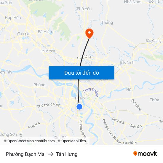 Phường Bạch Mai to Tân Hưng map