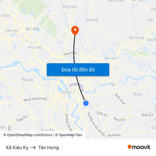 Xã Kiêu Kỵ to Tân Hưng map