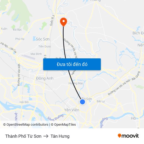 Thành Phố Từ Sơn to Tân Hưng map