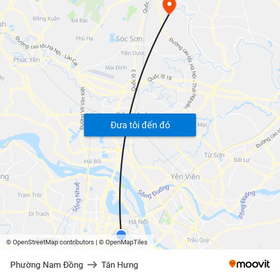 Phường Nam Đồng to Tân Hưng map