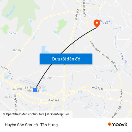 Huyện Sóc Sơn to Tân Hưng map