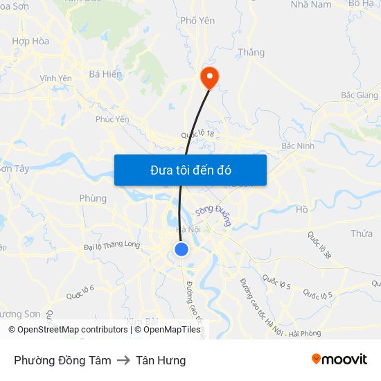Phường Đồng Tâm to Tân Hưng map