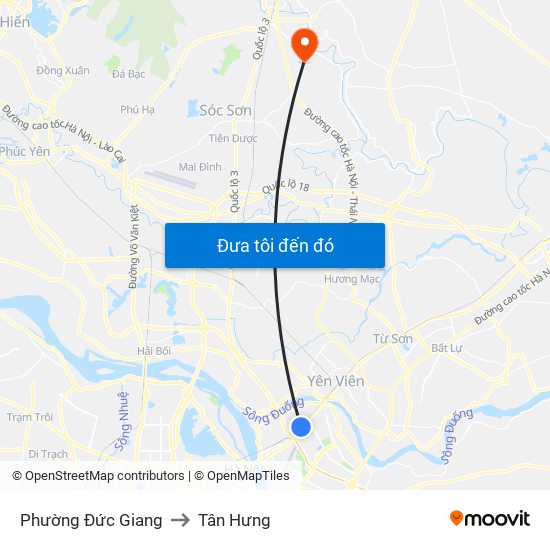 Phường Đức Giang to Tân Hưng map