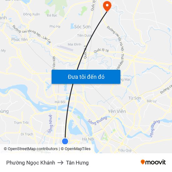 Phường Ngọc Khánh to Tân Hưng map