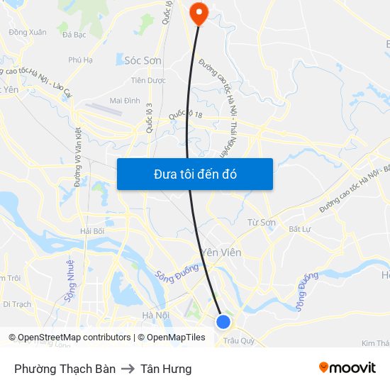 Phường Thạch Bàn to Tân Hưng map