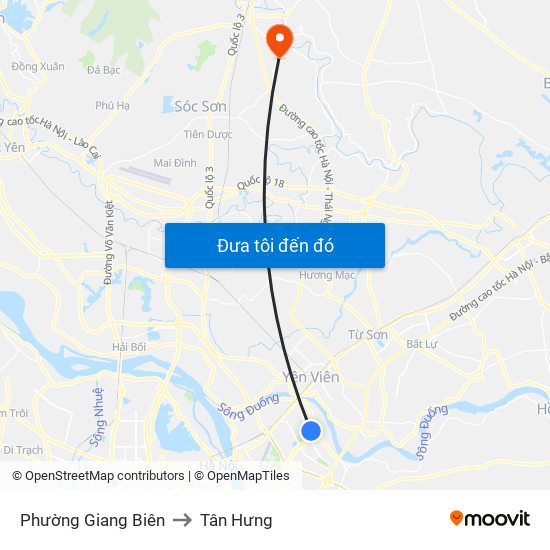 Phường Giang Biên to Tân Hưng map