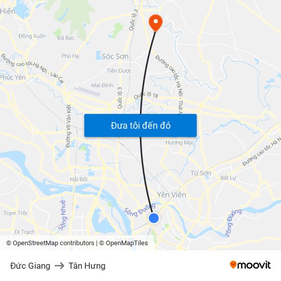 Đức Giang to Tân Hưng map