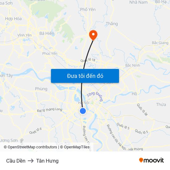 Cầu Dền to Tân Hưng map