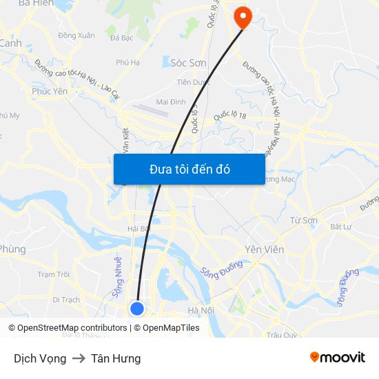 Dịch Vọng to Tân Hưng map