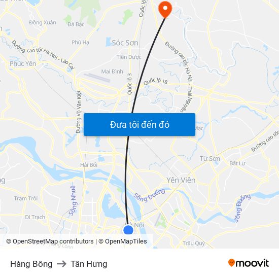 Hàng Bông to Tân Hưng map