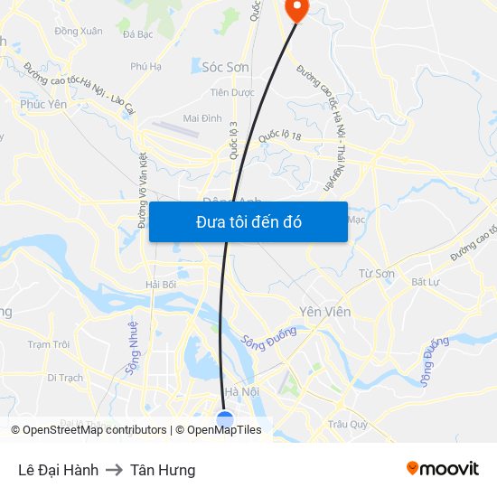 Lê Đại Hành to Tân Hưng map