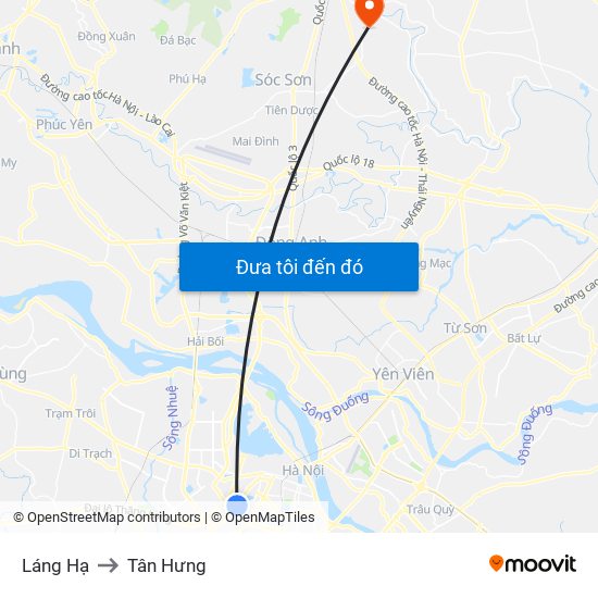 Láng Hạ to Tân Hưng map