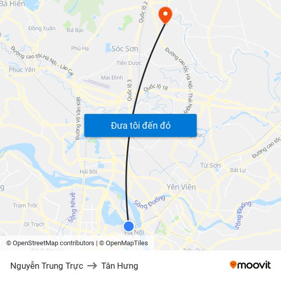 Nguyễn Trung Trực to Tân Hưng map