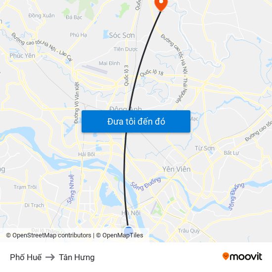 Phố Huế to Tân Hưng map