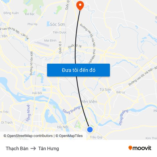 Thạch Bàn to Tân Hưng map