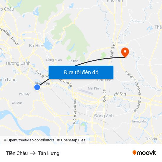 Tiền Châu to Tân Hưng map