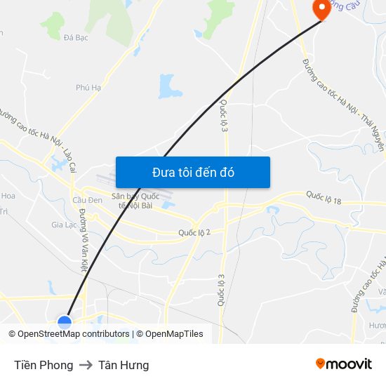 Tiền Phong to Tân Hưng map