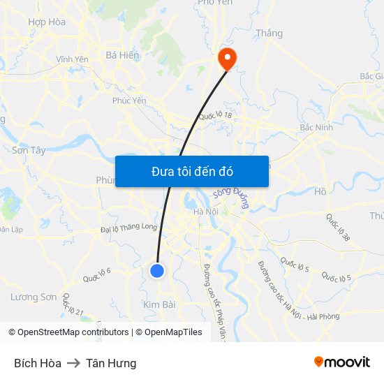 Bích Hòa to Tân Hưng map