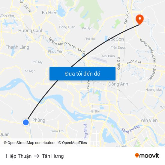 Hiệp Thuận to Tân Hưng map