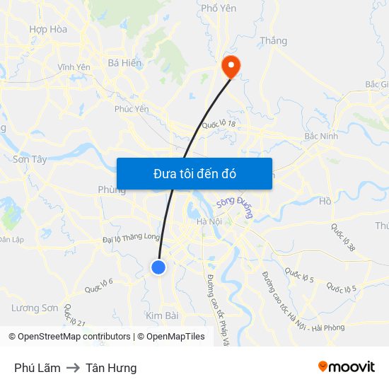 Phú Lãm to Tân Hưng map