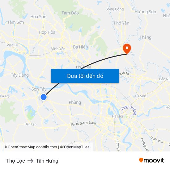 Thọ Lộc to Tân Hưng map