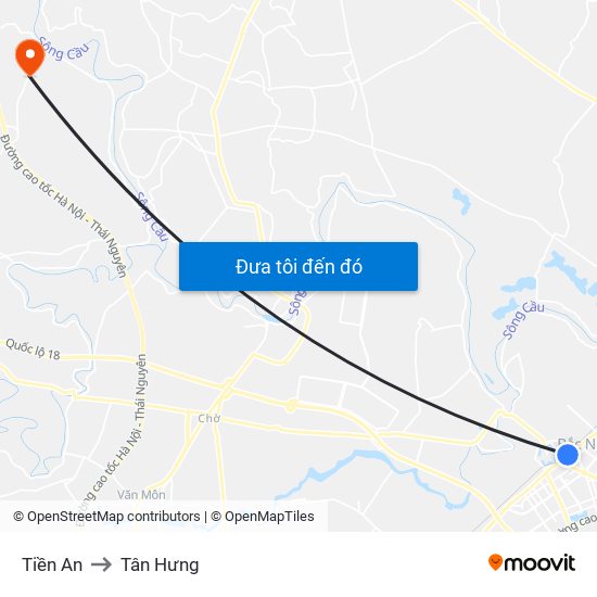 Tiền An to Tân Hưng map