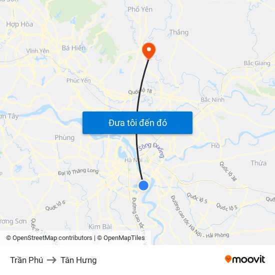 Trần Phú to Tân Hưng map