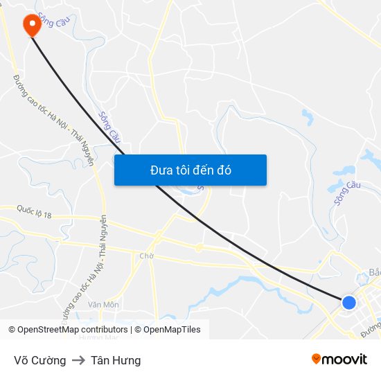 Võ Cường to Tân Hưng map