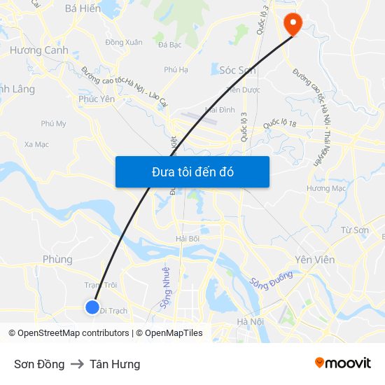 Sơn Đồng to Tân Hưng map